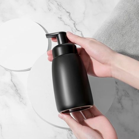 Flacon de gel douche moussant à pompe - convient pour la salle de bain, la cuisine, etc. - 1 pièce, noir (1/5)