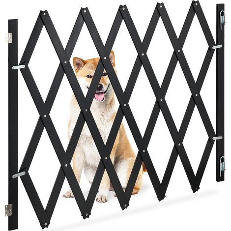 Barrière de sécurité pour Chiens, Jusqu’à 140 cm, 87-97 cm de Haut, Bambou, Animaux, escaliers & Porte, Noir (1/5)