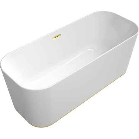 Baignoire Villeroy & Boch Finion Duo Quaryl UBQ177FIN7A300V2, 1700 x 700 mm, dorée, autoportante, robinet poussoir, trop-plein, anneau design - UBQ177FIN7A300V201 (1/4)