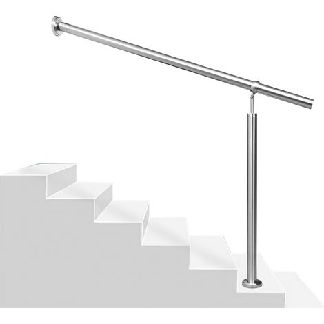 Wolketon Barandilla de entrada de acero inoxidable pasamanos para escaleras ángulo de montaje ajustable incluye material de montaje para interior 160 cm