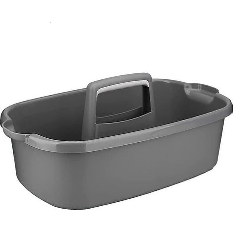 Panier de rangement en plastique gris foncé, portable, avec poignée, idéal pour la salle de bain, la chambre ou la cuisine. (1/5)