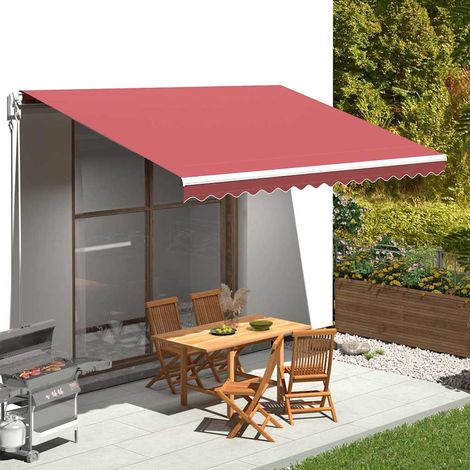 Tissu de remplacement pour auvent-Toile de rechange pour auvent Bordeaux rouge 4,5x3 m (1/5)