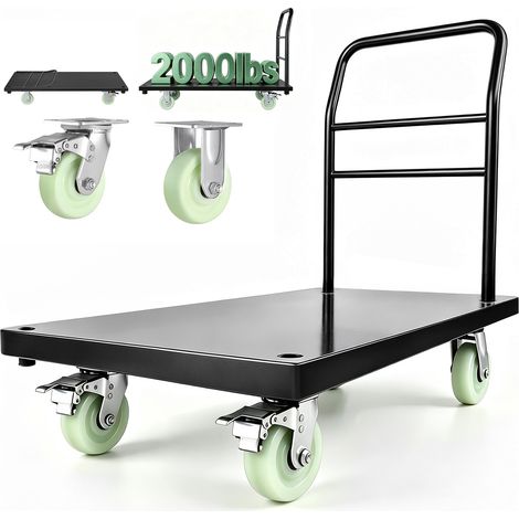 VEVOR Carro Plataforma Plegable 122 x 61 cm para Trabajo Pesado, Carretilla de Transporte Carga de 907 kg, Carrito Portaequipajes con Plataforma con Ruedas, para Tareas Domesticas, Almacen, Mudanza (1/5)