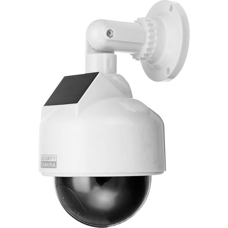 Caméra factice avec énergie solaire : Faux appareil de surveillance avec LED rouge clignotante, étanche, fonctionnement solaire, caméra factice solaire pour intérieur et extérieur (1/5)