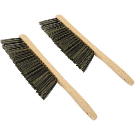 Pair - Lot de 2 balais à poussière en bois avec long manche, brosse à main et poils doux pour le nettoyage des meubles d'extérieur (marron) (1/5)