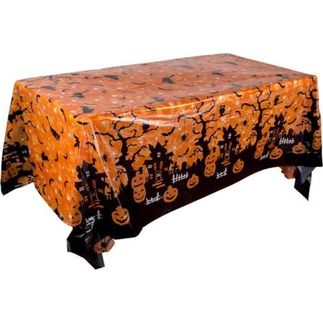 Nappe Jetable - Nappe Plastique Rectangulaire pour Fête - Décoration Halloween Noël - 130 x 220 cm - Multicolore (1/4)