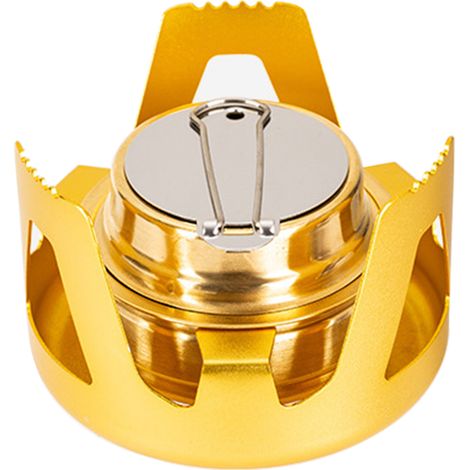 Réchaud à alcool portable, petit brûleur en laiton avec support en aluminium, ustensile de cuisine ultraléger pour le camping, la randonnée et les pique-niques en plein air.