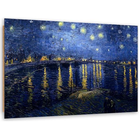 Quadro deco panel, Notte stellata sul Rodano - Riproduzione di V. van Gogh - 60x40 (1/5)