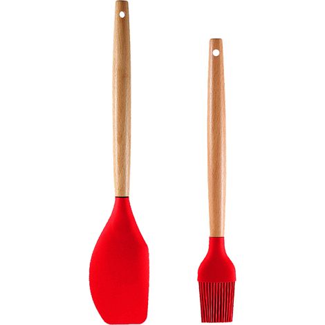 Ensemble Ustensiles Cuisine - Bois Et Silicone Resistante Chaleur - Pour Casseroles Antiadhesives - Lot De 2 Pieces (1/5)