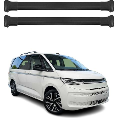 OMAC Aluminium Dachträger Querträger für VW T7 Multivan 2021-2026 – Max. 75 kg – 2 Stangen Schwarz (1/5)