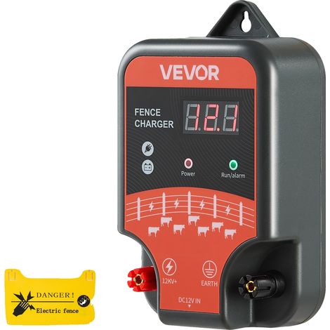 Cargador de cerca eléctrica VEVOR, 10 kV 3 J, CA/CC, LED, alcance de 3 km, previene la intrusión de animales, ganado y aves de corral, 3,0 J (CA/CC) (1/2)