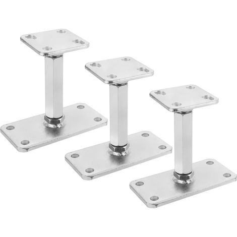 Lot de 3 Pied de Poteau Reglable 140 à 200 MM Support de Poteau Reglable Support poteau Bois Acier Galvanisé avec Vis 80 x 160 mm Embase Pied de poteaus Vissé pour Terrasses, Abris, Gazebos (1/5)