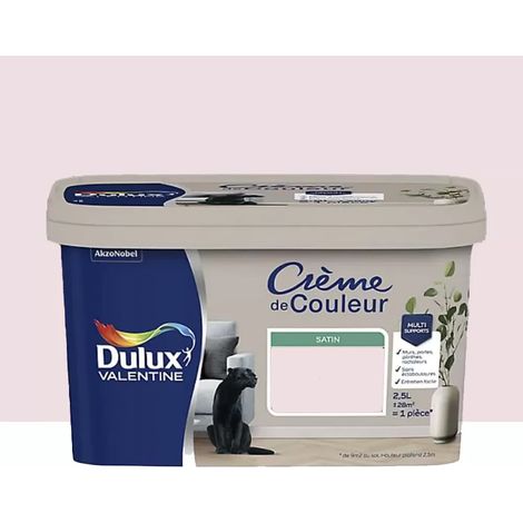 Peinture multi-supports Dulux Valentine Crème de Couleur Satin Bouton de rose 3 L (1/2)