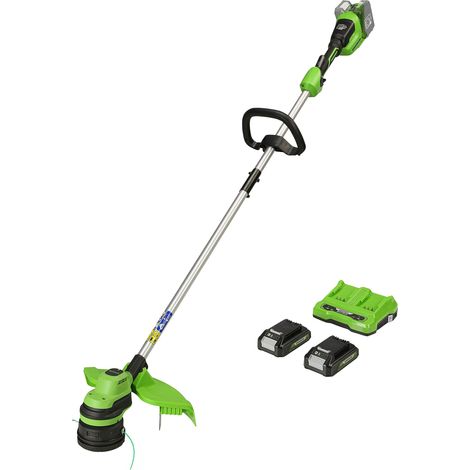 Greenworks Tools Tagliabordi A Batteria 48 V, 2 X 24 V, Taglio 33 Cm, Con Due Batterie 2Ah E Caricatore, Nero Verde (1/5)