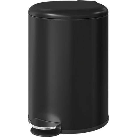 Poubelle de cuisine de 20 litres, en métal anti-traces de doigts, avec couvercle à fermeture douce, pédale et bac intérieur amovible, noire.
