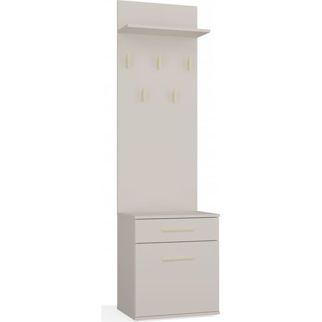 VIONI - Garderobenmöbel für den Eingangsbereich - Wandgarderobe mit Regal - 5 Haken - Schublade + Aufbewahrungsmöbel (1/5)