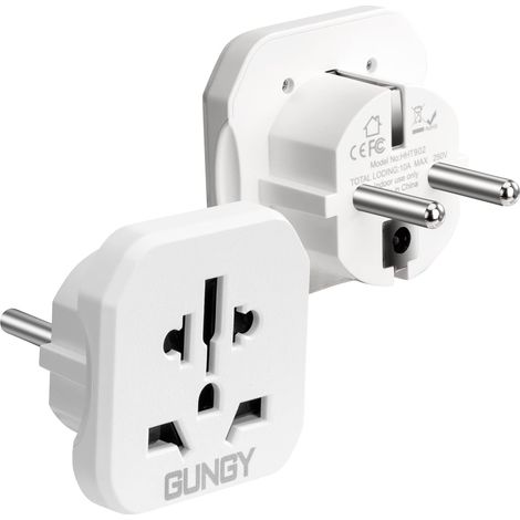 Adaptateur Prise Universel de Voyage Adaptateur Prise USA vers France Adaptateur Prise International vers France pour Americaine Anglaise Chine Australie Blanc 2 PCS (1/5)