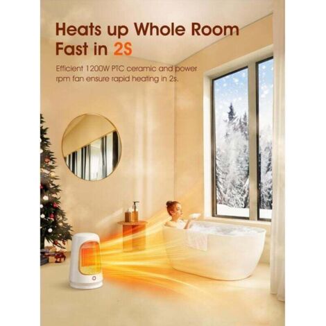 Chauffage D'appoint, 2s + 2 Modes Radiateur Electrique, Ultra Silencieux Chauffage Soufflant, Compact Mini Chauffage Electrique, Double Protection Radiateur Soufflant Salle De Bain - Blanc (1/3)