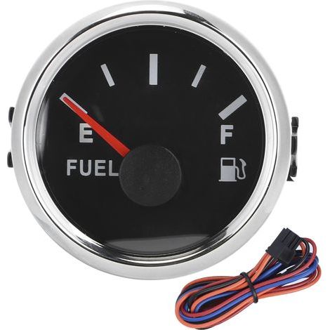 Jauge de niveau de réservoir de carburant 52mm 0-190ohm, indicateur à aiguille pour bateau marin et voiture, cadran noir, liseré argenté (1/5)