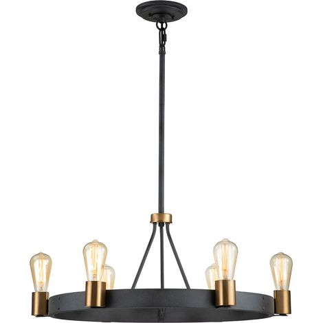 Lampadario Industrial Nordico Silas Acciaio Zinco Antico Ottone 6 Luci E27