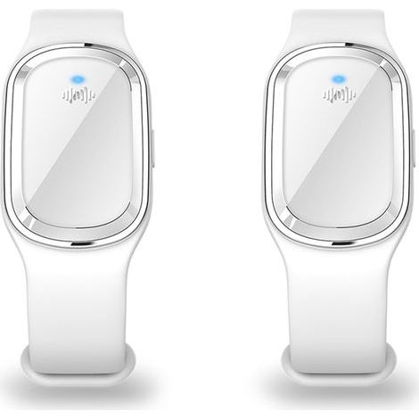 Paquete de 2 pulseras repelentes de mosquitos ultrasónicas con cable de carga USB, aptas para adultos y niños (blanco) (1/4)
