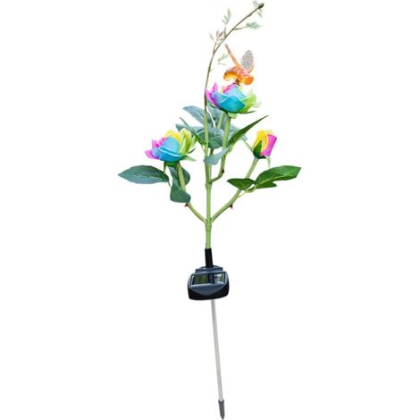 Lampe Solaire Extérieure Étanche à Panneau Solaire Design Fleur De Rose Et (1/5)