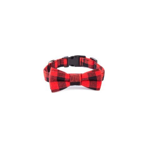 Rotes und schwarzes Hundehalsband – Größe L (3,0 x 60 cm) – Fliegenform, bequemes Band, verstellbar (1/5)