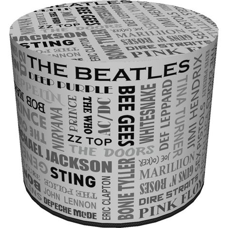 Pouf decorativo, Bertoni, stampa musicale - pouf rotondo per soggiorno, ingresso, cilindro 40 cm, elegante, cerniera, lavabile (1/5)