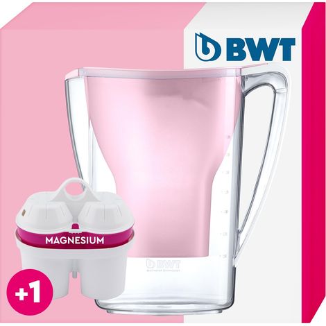 BWT AQUAlizer Home  Rosa  con 1 cartuccia filtrante al magnesio  Filtro acqua potabile  Per alimenti e bevande  Filtra calcare, cloro, piombo e rame