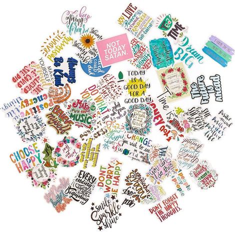 Adesivi in vinile con slogan motivazionali, 5-8 cm, 50 pezzi