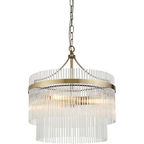 Endon Marietta Lampada a sospensione da soffitto a 3 bracci multipli in ottone anticato (1/5)