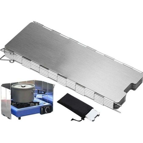 Faltbarer Windschutz aus Aluminiumlegierung, 12 Platten Camping-Windschutzscheibe für Campingkocher, Picknick, Gasherd