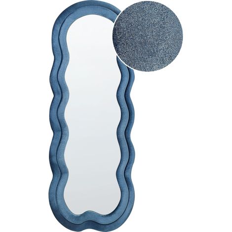 Wandspiegel LACS 57 cm 160 cm Samtstoff Blau