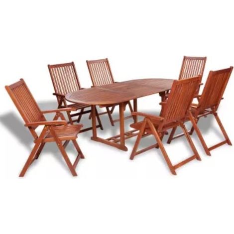 Table ovale et 6 chaises de jardin acacia foncé Polina (1/5)