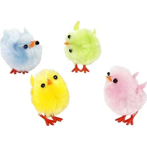Lot de 12 poussins de Pâques colorés - 3 cm - Décoration de Pâques - Figurines pour table et panier (1/5)