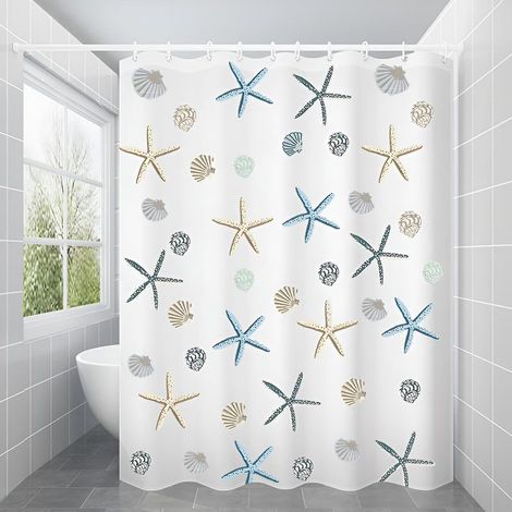 Rideau de douche en PEVA - 120 x 200 cm - Imperméable - Pour salle de bain, baignoire - Lavable - Avec œillets et anneaux de rideau (1/5)