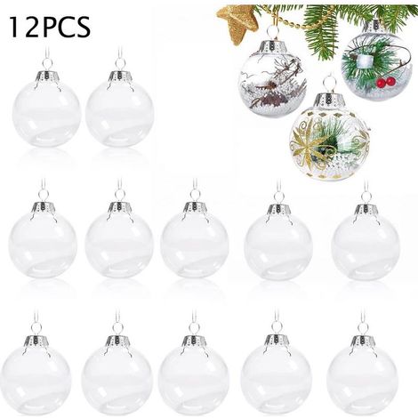Boule De Noël - Transparente En Plastique - 6 Cm De Diamètre - Pour Décoration Arbre Guirlande Table - 12 Pièces (1/5)