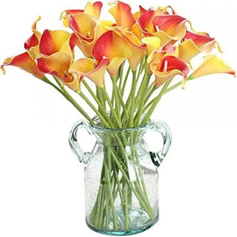 Fleur Artificielle Calla Lily - 10 Pièces - Matériau PU Réaliste - Blanc Pur et Coloris Assortis - Décoration Intérieure Mariage Centre de Table Vase (1/5)