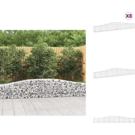 Gabionen mit Hochbogen 8 Stk. 400x30x40/60 cm Verzinktes Eisen - Gabionen - Gabionenkörbe - Gartendeko - Ziergarten - Zaun (1/5)
