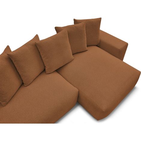 BOBOCHIC - Canapé d'angle fixe réversible VOLTAIRE tissu chiné Orange (1/5)