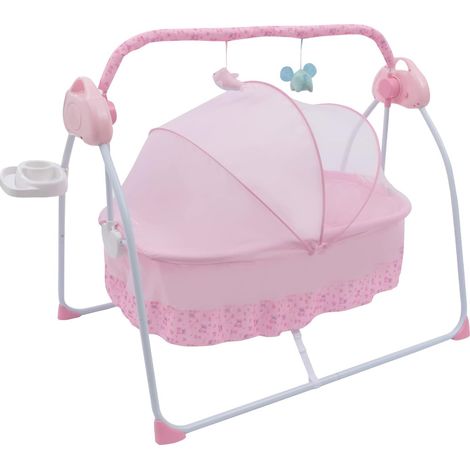 Babywiege, elektrische Wiege, elektrische Wiege, elektrische Wiege, Bluetooth-Schaukelstuhl mit Musik, Sicherheits-Schaukelstuhl für Babys von 0 bis 24 Monaten (Rosa) (1/5)