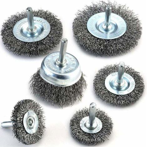 Lot 6 Brosses Metalliques pour Perceuse, Alesage 0.012mm Acier Carbone (Nettoyage Rouille/Denudage/Abrasif) YYV (1/4)