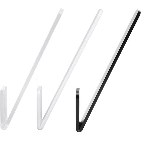 Lot de 3 crochets muraux pour casquettes en acrylique transparent forme en V autocollants rangement porte-chapeaux 10 calottes noir et blanc (1/5)
