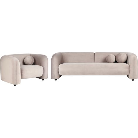 Sofa Set 4-Sitzer LEIREN Samtstoff Taupe