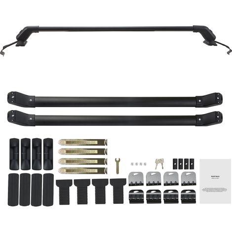 Mophorn Universal-Dachgepäckträger-Querstangen, verstellbare Aluminium-Querstangen, 70 kg Tragkraft, passend für blanke Dächer, mit Schlössern, für SUVs, Limousinen, Vans (1/5)