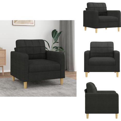 Sofasessel Schwarz 60 cm Stoff - Esszimmerstuhl - Lounge Chair - Couchtisch - Wohnzimmersofa - Schwarzes Sofa (1/5)