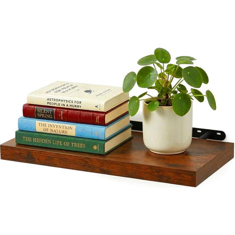 Étagère Murale, Bois et métal, Livres, déco, Salon, Couloir, Cuisine, Choix de Tailles et de Couleurs (1/5)