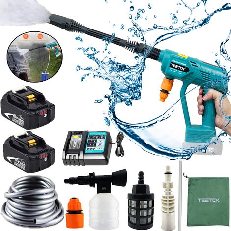 Akku-Hochdruckreiniger, Wasserspritzpistole, Hochleistungs-Jet-Autowaschreiniger+ 2x 5.5A Batterie + 1x DC18RC Ladegerät,Kompatibel mit Makita-Akku