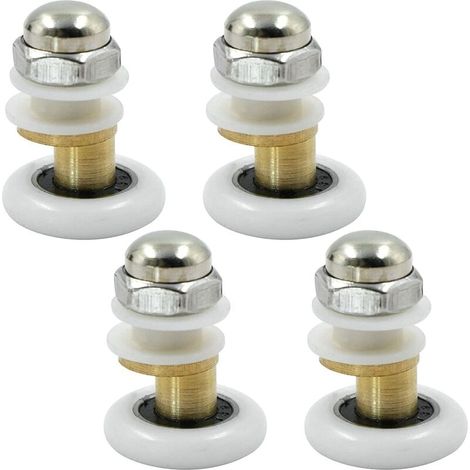 SHINING HOUSE Duschtür-Riemenscheibe – Duschrollen-Rad für verschiebbare Duschrollen, Messing-Duschkabinen-Rolltür, Tür-Rad-Riemenscheiben, Zubehör, Hardware-Werkzeug, 4 Stück, 23 mm, Starlight (1/5)