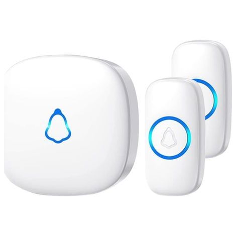 Sonnette sans Fil Exterieur Etanche, Doorbell avec 1 Récepteur + 2 Émetteur À Pile,58 Mélodies,5 Niveaux Volume 120 DB, LED, 300m (1/5)